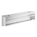 A silver metal rectangular cover with shelves inside.