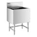 A Regency stainless steel underbar ice bin with 10 bottle holders and a cold plate with 10 square holes.