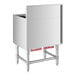 A Regency stainless steel underbar ice bin with a metal lid and bottle holders.