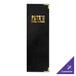 A black rectangular H. Risch, Inc. Tuxedo leather menu cover with white border and gold text.