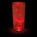 A customizable plastic cup with a red LED light inside filled with red liquid.