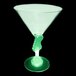 A green plastic martini glass with a guitar stem and green LED light glowing.