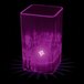 A purple plastic square shot cup with a purple LED light inside.