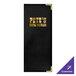 A black rectangular menu cover with the words "Pittys Grill" in gold.