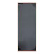 A rectangular brown leather menu cover with picture corners.