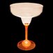 A clear plastic margarita glass with an orange LED light inside.