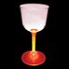 A customizable plastic wine cup with a red rim and yellow LED light.