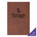 A brown leather H. Risch, Inc. menu cover.