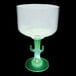 A white plastic margarita cup with a cactus stem and green LED light.