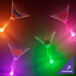 A group of customizable plastic guitar stem martini glasses with purple LED lights.