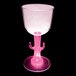 A pink plastic cactus stem wine cup with a light inside.