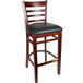 Lancaster Table & Seating Mahogany Ladder Back Bar Height Chair with Black Padded Seat