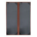 A brown customizable tuxedo leather menu cover with brown corners.