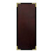 A customizable brown leather menu cover with gold corners and an interior pocket.