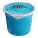 A blue plastic container of Luigi's Blue Raspberry sorbet with a label.