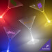 Three customizable plastic martini glasses with red LED lights on the stems.