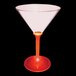 A customizable plastic martini glass with a red LED light on it.