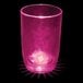 A customizable pink plastic stemless wine cup with a pink LED light inside.