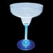 A clear plastic margarita cup with a blue base and LED light.