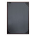 A grey H. Risch, Inc. menu board with black and brown picture corners.