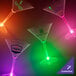A group of 7 oz. plastic martini glasses with purple LED lights.