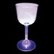A clear plastic wine cup with a purple LED light in the base.
