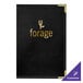 A black leather H. Risch, Inc. Tuxedo menu cover with gold text.