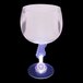 A close-up of a 12 oz. plastic guitar stem goblet with a purple LED light on the foot.