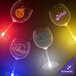 A close-up of a customizable plastic goblet with red LED light.