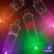 A group of plastic cups with colorful lights.