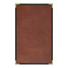 A brown leather H. Risch menu cover with black border.