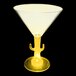 A yellow cactus shaped plastic martini glass with a yellow LED light on it.