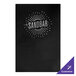 A black H. Risch, Inc. tuxedo leather menu cover with white text on the front.