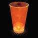 A customizable plastic shot cup with an orange LED light inside.