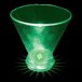 A customizable green plastic stemless martini cup with a green light inside.