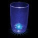 A customizable blue plastic stemless wine cup with a blue LED light inside.