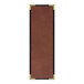 A brown rectangular leather menu cover with black trim and an interior pocket.