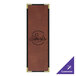 A brown rectangular leather menu cover with interior pocket.