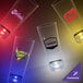 A close-up of a 10 oz. plastic cup with a red LED light.