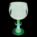 A 12 oz. plastic wine goblet with a cactus shaped stem with a green LED light.