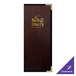 A H. Risch Wine Tuxedo leather menu cover with interior pocket on a table with a menu inside.