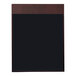 A black board with a brown wooden edge.