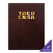 A brown leather H. Risch, Inc. menu board with gold text.