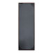 A rectangular black leather menu cover with picture corners.