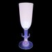 A customizable plastic champagne cup with a cactus stem and purple LED light.