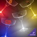 A close-up of a 12 oz. Customizable Plastic Margarita Cup with a yellow LED light.