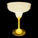 A clear plastic margarita cup with a yellow LED light on the stem.