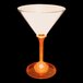 A customizable plastic martini glass with an orange LED light inside.