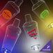 A close-up of a customizable plastic shaker with a blue LED light.