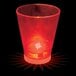 A red customizable plastic shot cup with a red LED light inside.